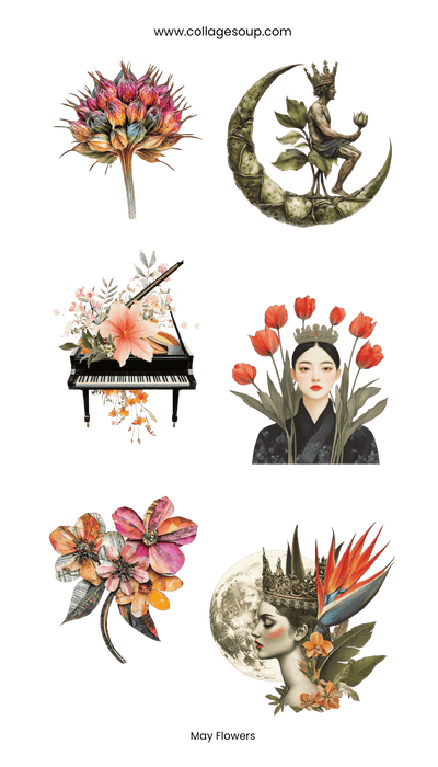 Collage Soup May Flowers Sticker Sheet