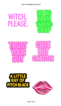 Collage Soup Neon Love – 6-Piece Kiss-Cut Vinyl Sticker Sheet with Snark & Style