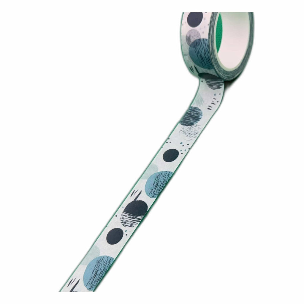 Collage Soup Orbit & Mark Washi Tape — Graphic Circles and Sketchy Marks in Cool Blue Tones