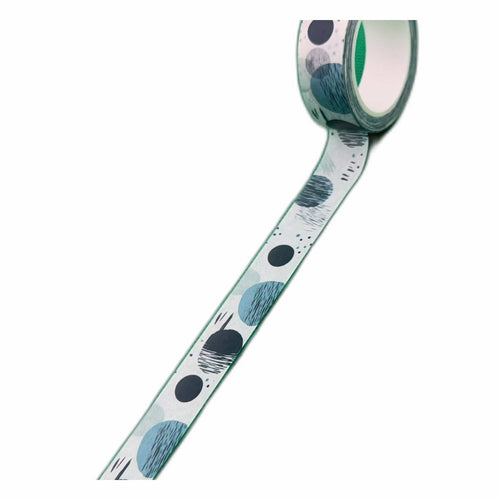 Collage Soup Orbit & Mark Washi Tape — Graphic Circles and Sketchy Marks in Cool Blue Tones