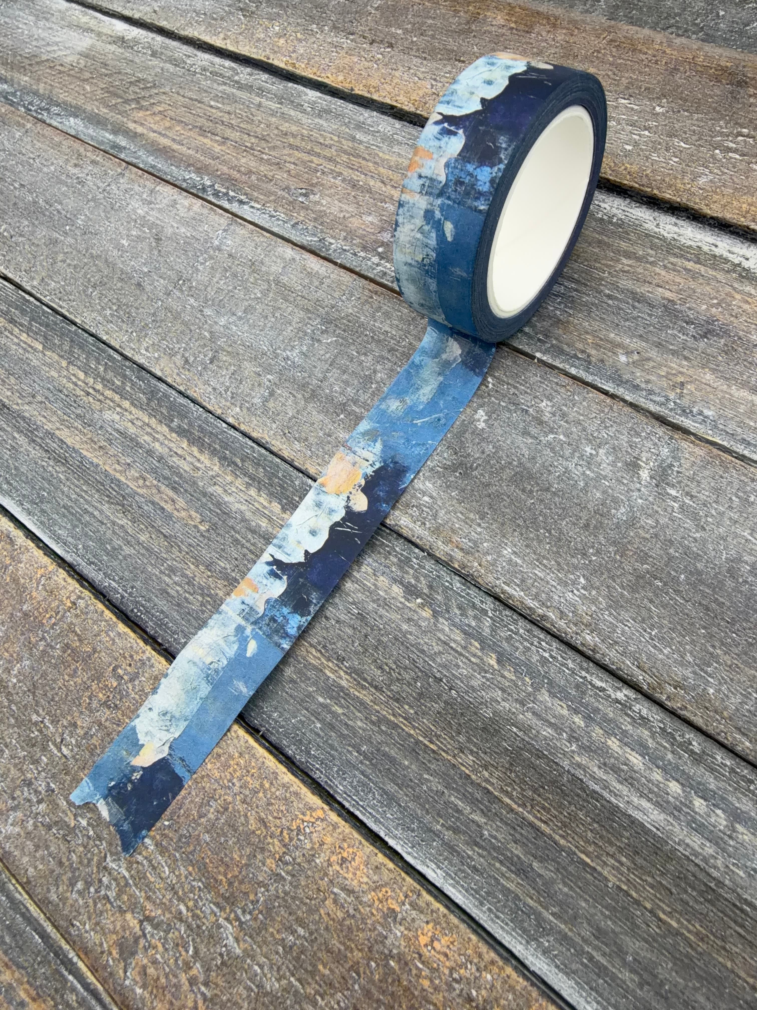 Collage Soup Orbit & Mark Washi Tape — Graphic Circles and Sketchy Marks in Cool Blue Tones