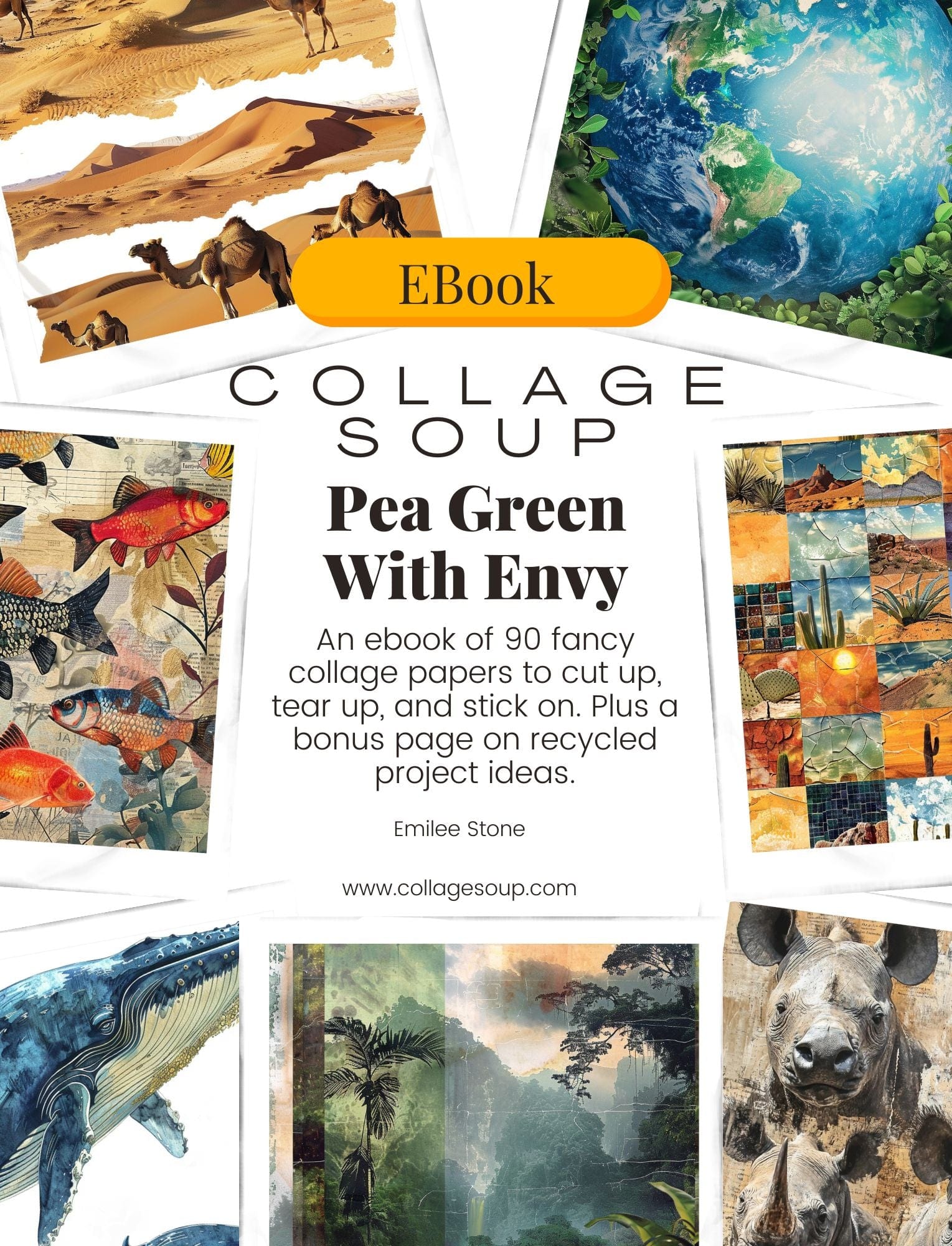Collage Soup Pea Green With Envy (eBook) Earth-Inspired Collage Art for Creative Projects – 90 Pages