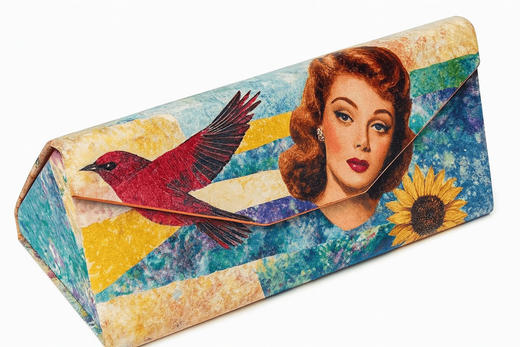 Projet 1048 – Étui à lunettes en collage | Kit de loisirs créatifs avec papiers de collage, pierres précieuses et Mod Podge
