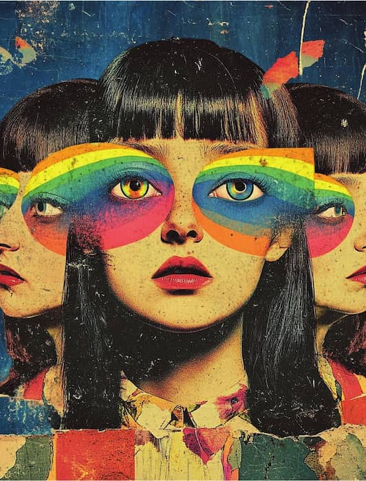 Collage Soup Rainbow Eyes
