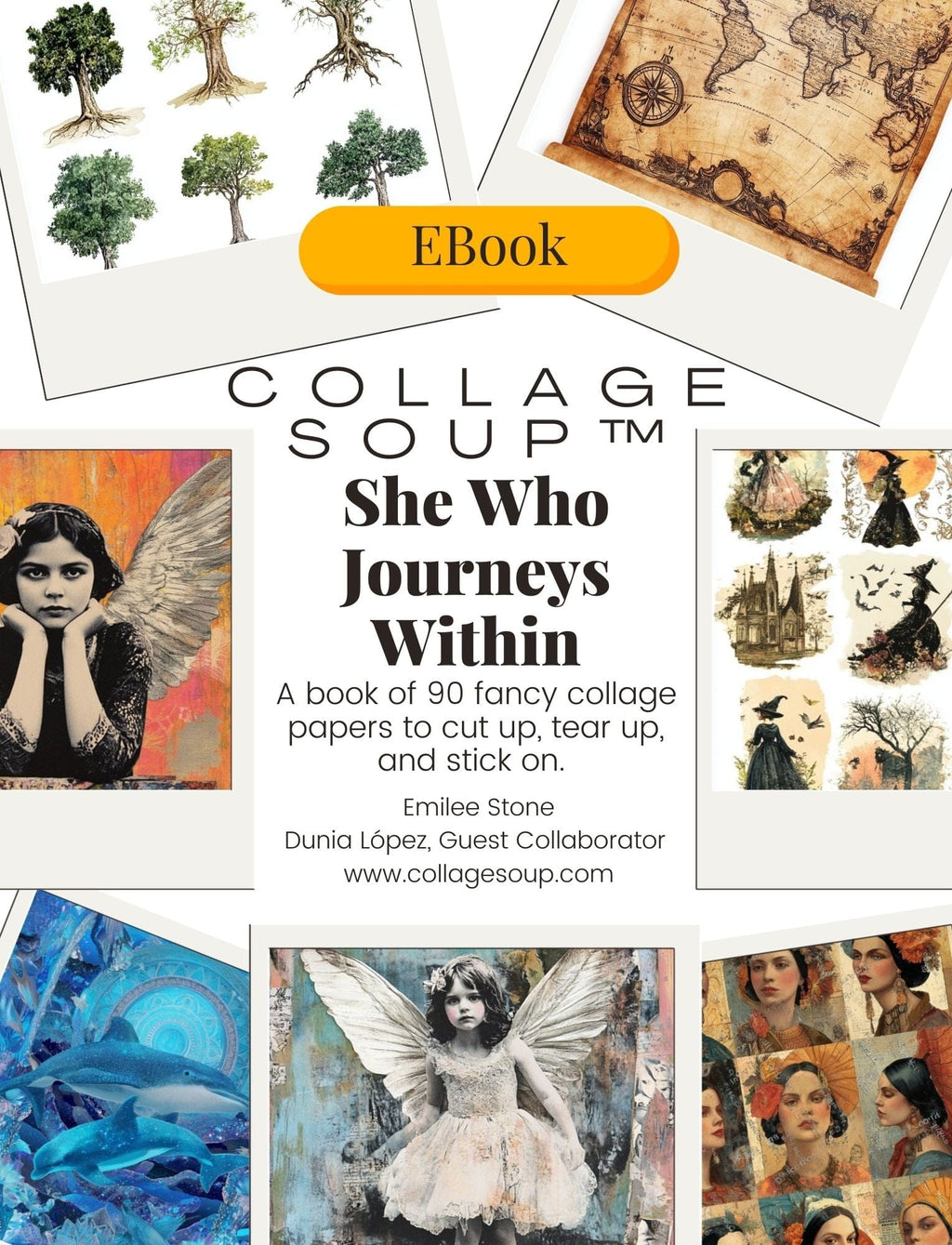 Collage Soup She Who Journeys Within (eBook) | A Visual Grimoire for Collage, Ritual & Inner Work – 100 Pages