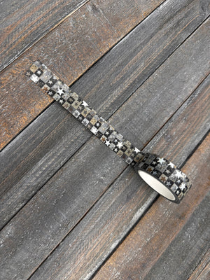 Collage Soup Starry Nights Washi Tape | Black & Silver Foil Stars for Journals, Collage & Cosmic Crafts