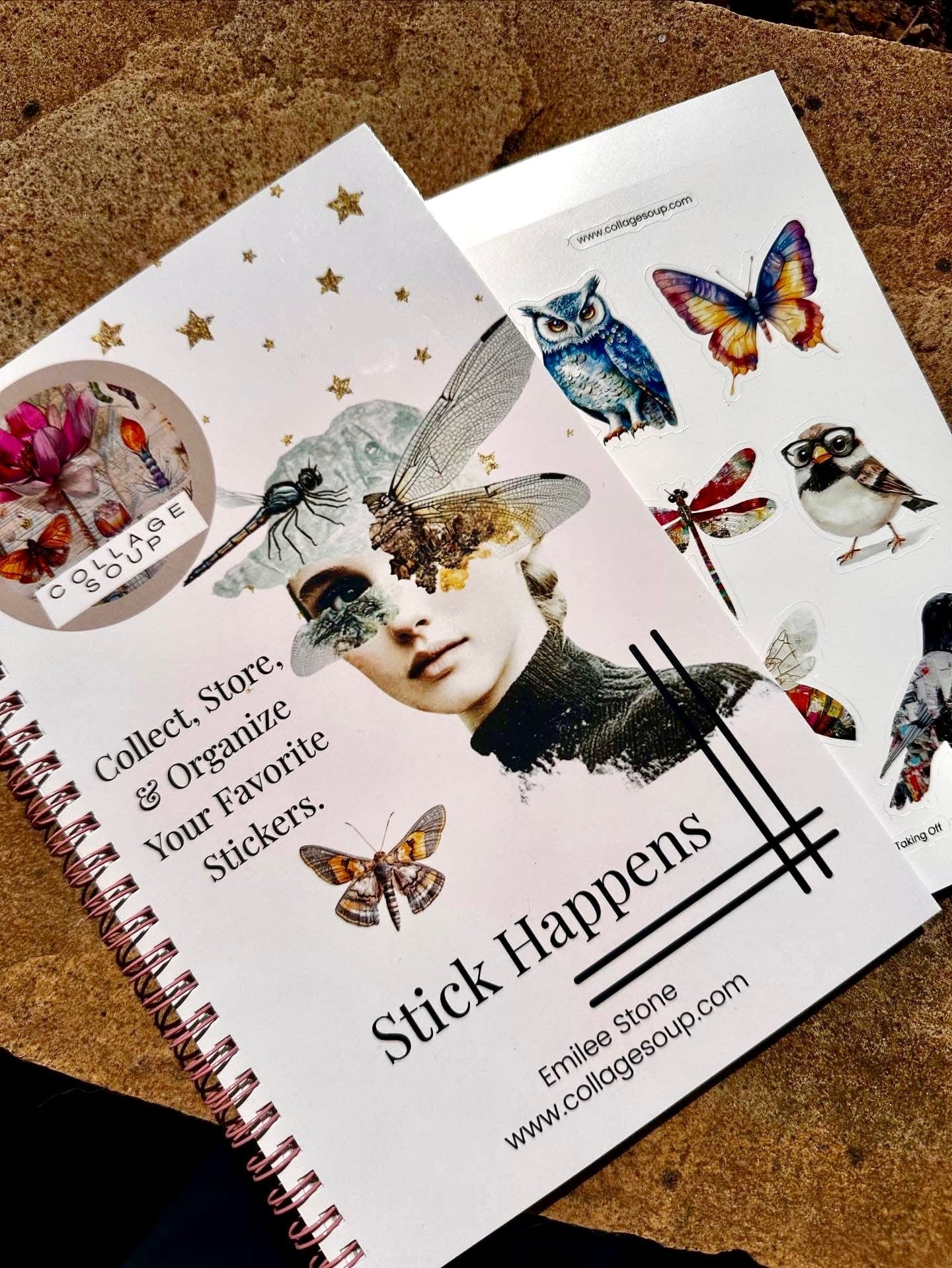 Collage Soup Stick Happens – Sticker Storage Book with Double-Sided Release Pages & Free Sticker Sheet