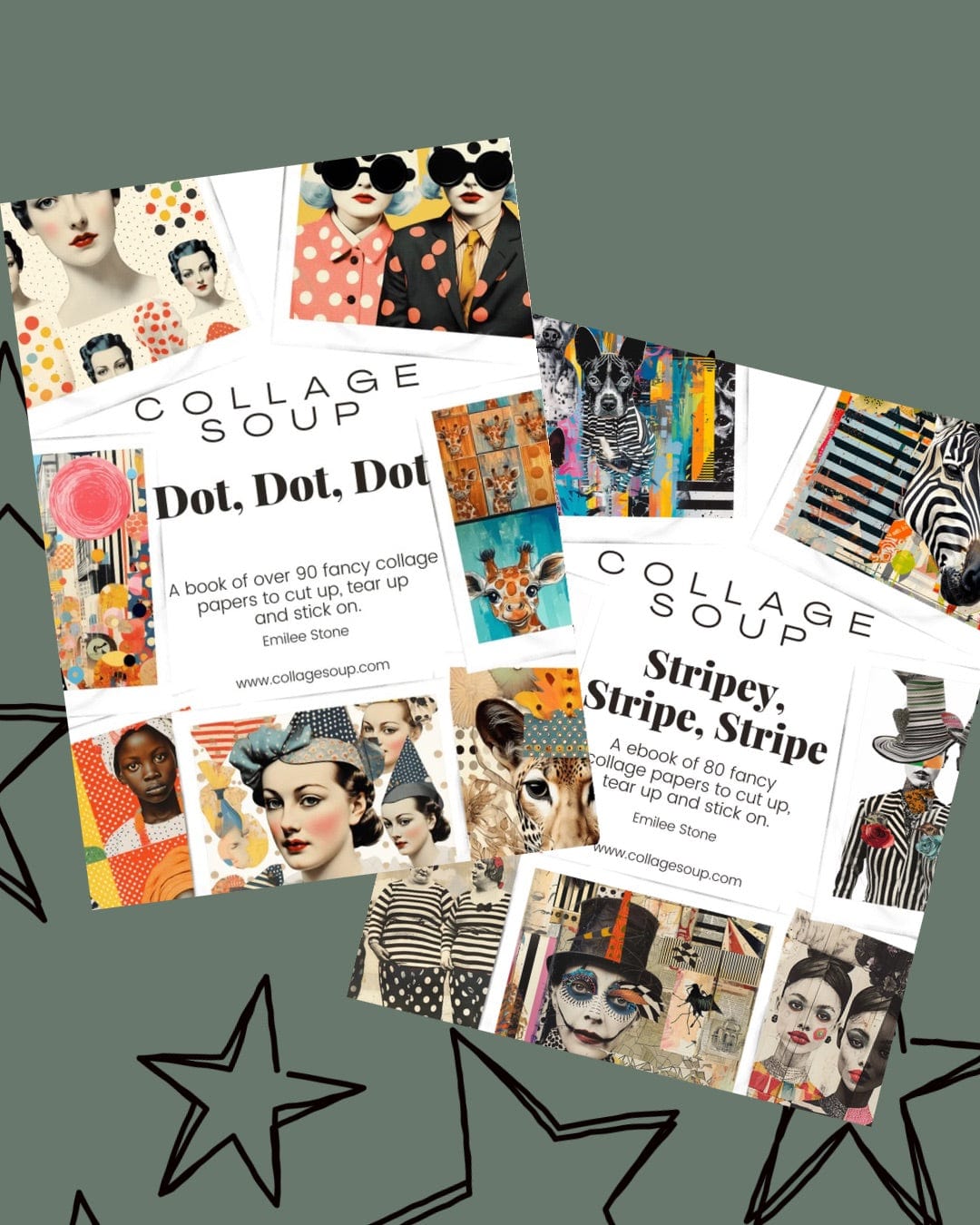 Collage Soup Summer Fun: Bold Collage Art Bundle with Stripes and Polka Dots – 160 Pages