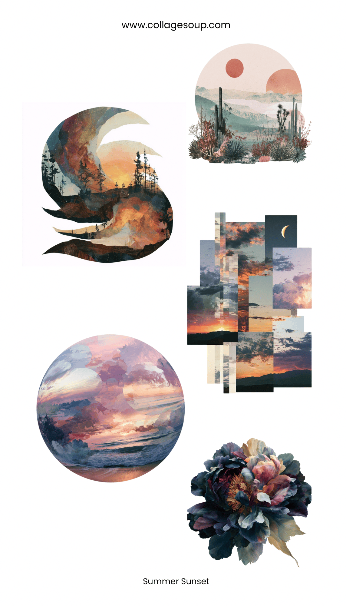 Collage Soup Summer Sunset Sticker Sheet