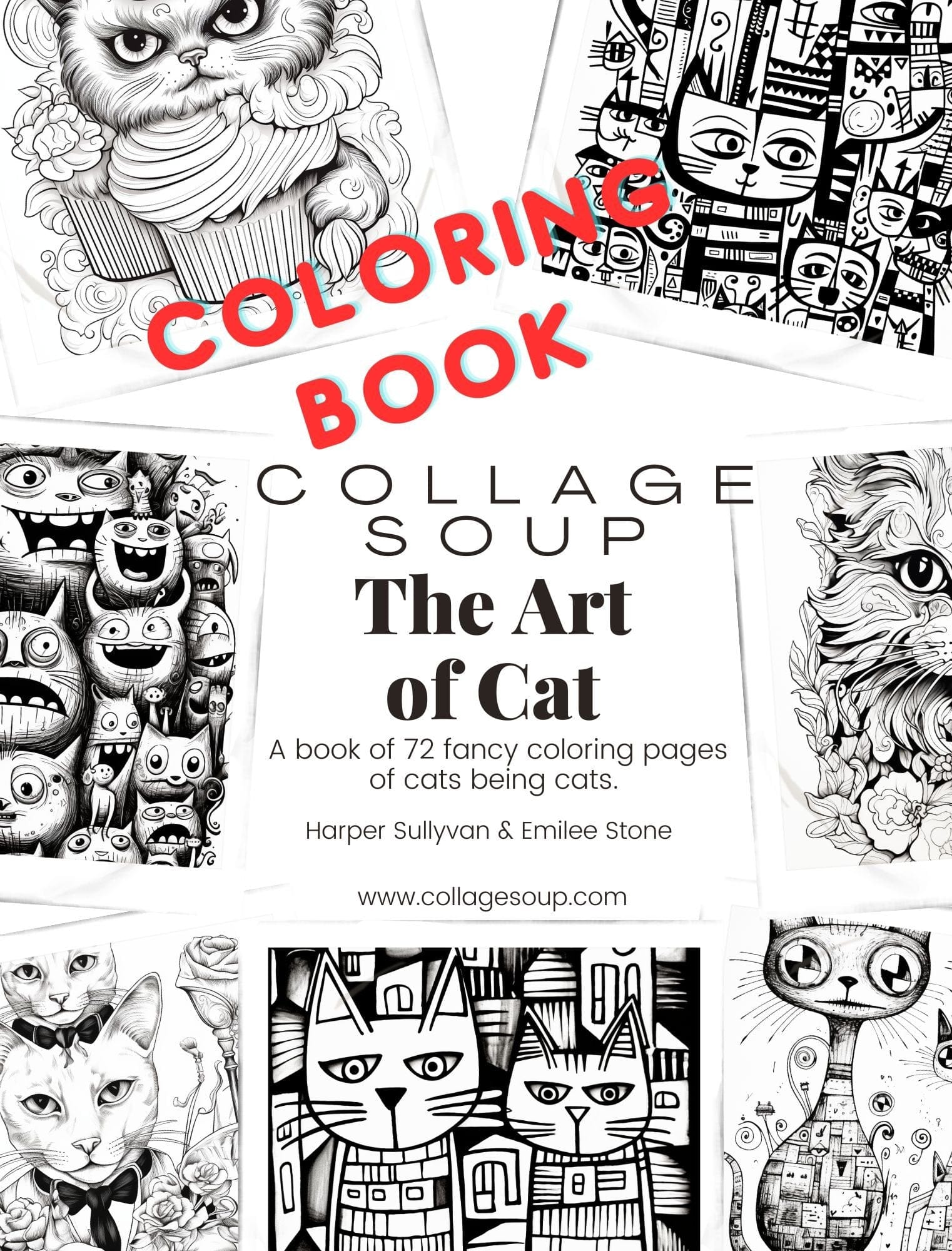 Collage Soup The Art of Cat – A Whimsical Coloring & Mixed Media Book