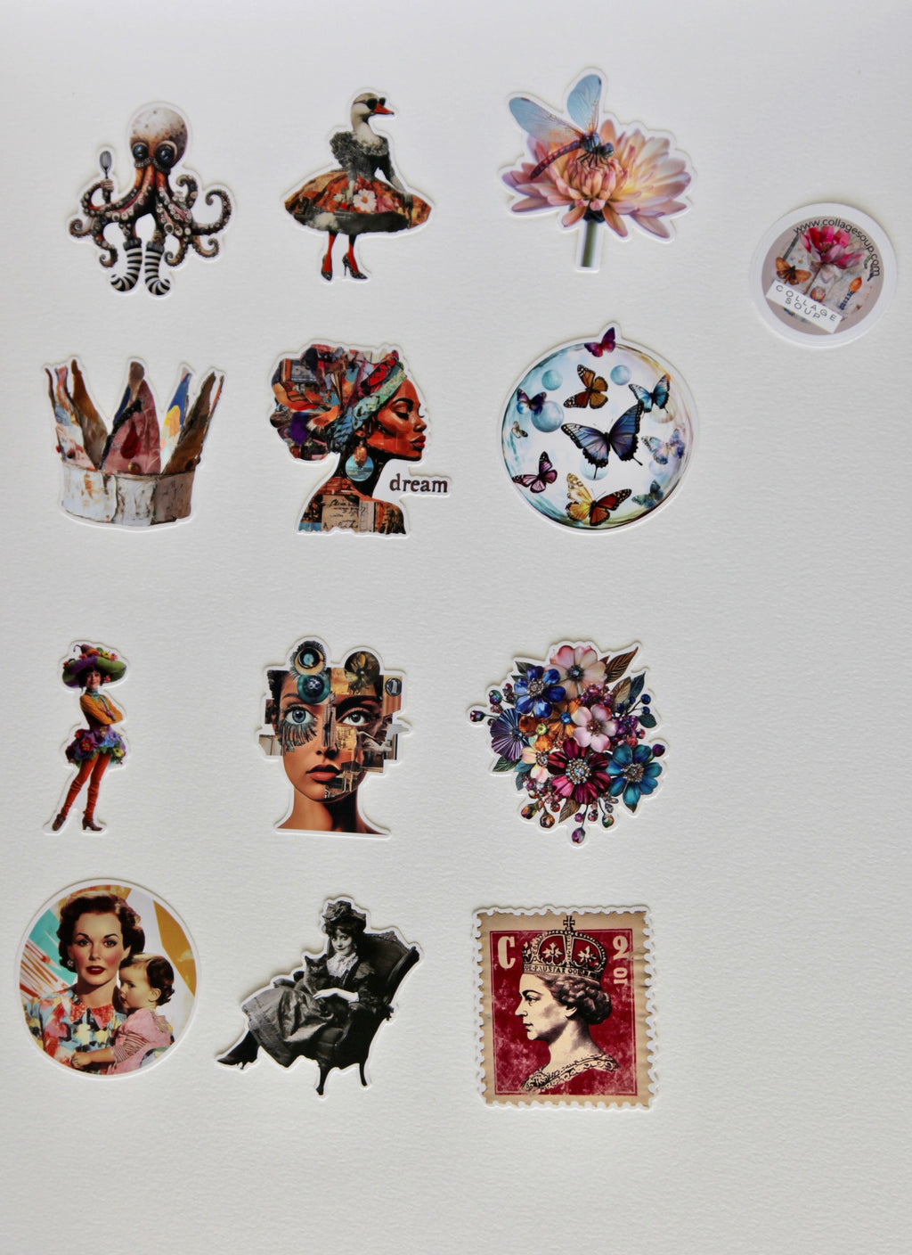 Collage Soup The Original Chonky Bites - Quirky Die-Cut Paper Designs on 300 lb Paper for Collages, Journals & Paper Crafts - 12 Premium Designs