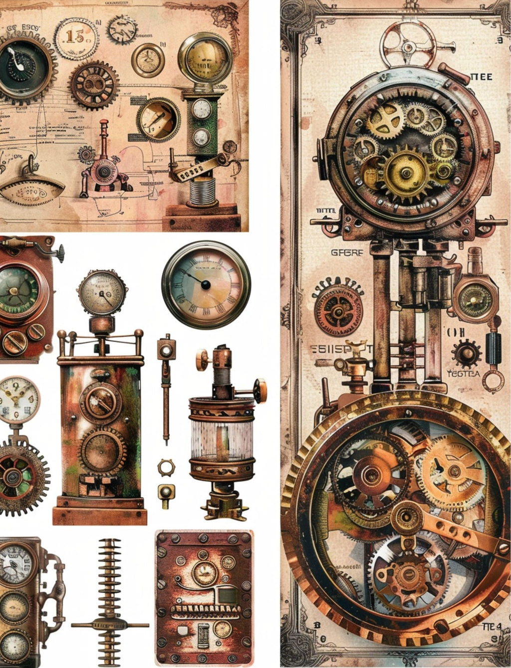 Collage Soup Timekeeper’s Atlas (eBook) Fantasy Collage Art with Gears, Maps & Steampunk Style – 90 Pages