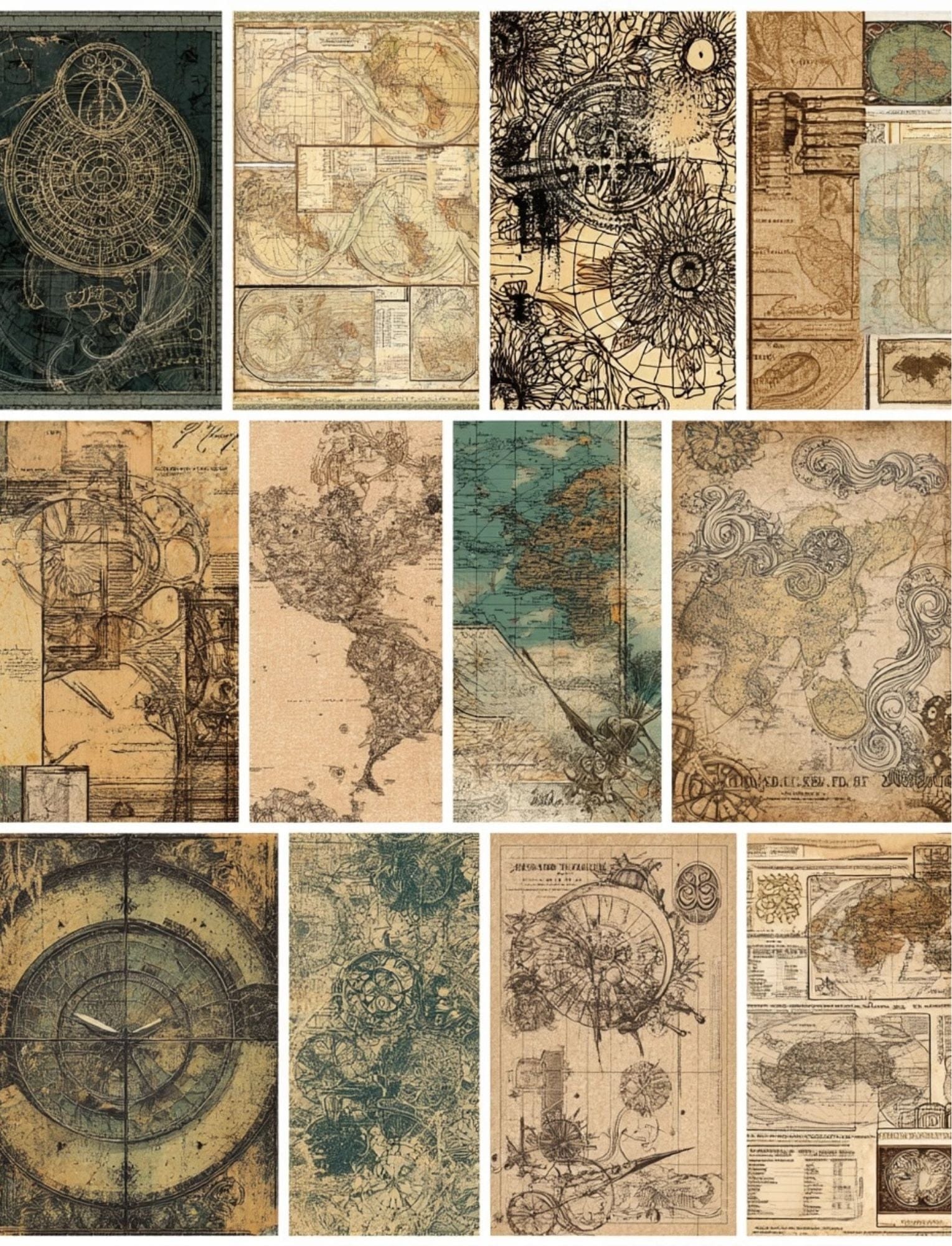 Collage Soup Timekeeper’s Atlas: Vintage, Mechanical, and Fantastical Collage Papers (Paperback) – 90 Pages