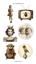 Collage Soup Vintage Wonders – 6 Kiss-Cut Vinyl Stickers (Each 1.75”)