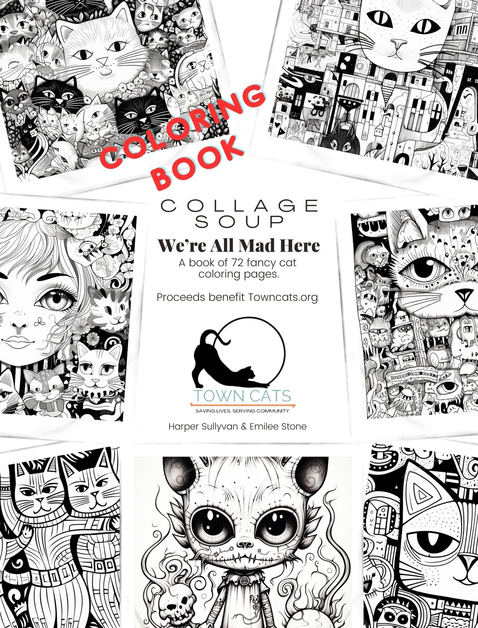 Collage Soup We’re All Mad Here – A Whimsical Journey into Imaginative Felines!