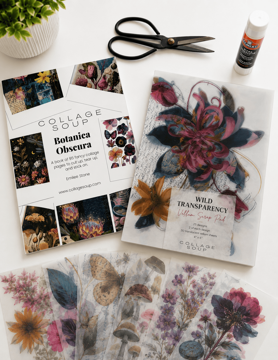 Collage Soup Wild Botanica Bundle — Vellum Scrap Pad + Botanica Obscura eBook