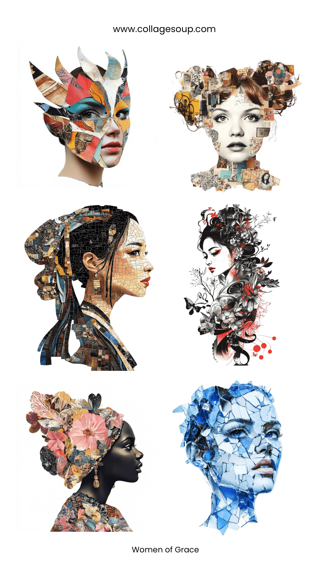 Collage Soup Women of Grace – 6 Kiss-Cut Vinyl Stickers (Each 1.75”)