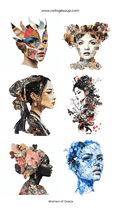 Collage Soup Women of Grace – 6 Kiss-Cut Vinyl Stickers (Each 1.75”)