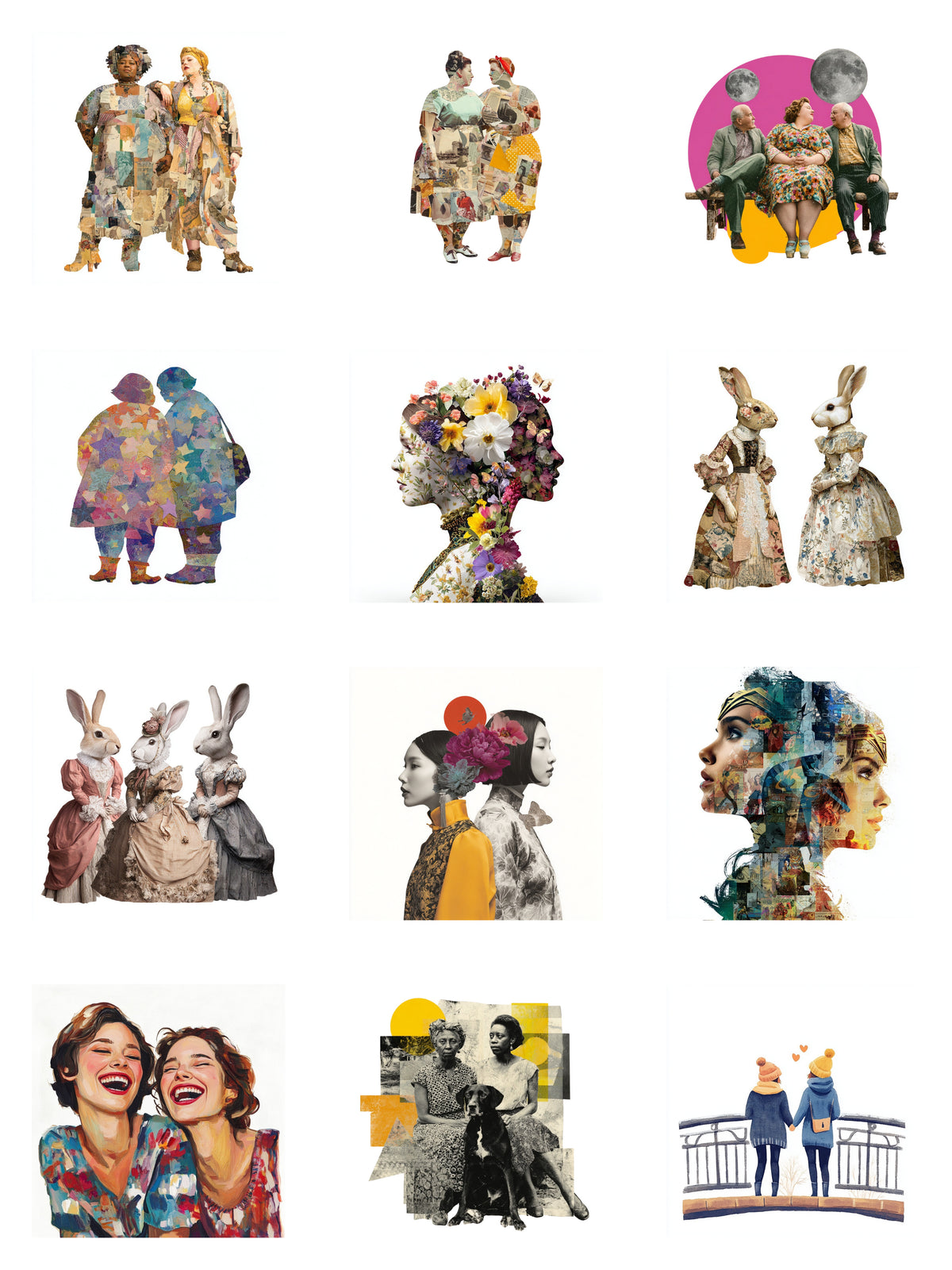 Creative Heroine II Friends Digi-Bites — contact sheet of every piece in the set on white