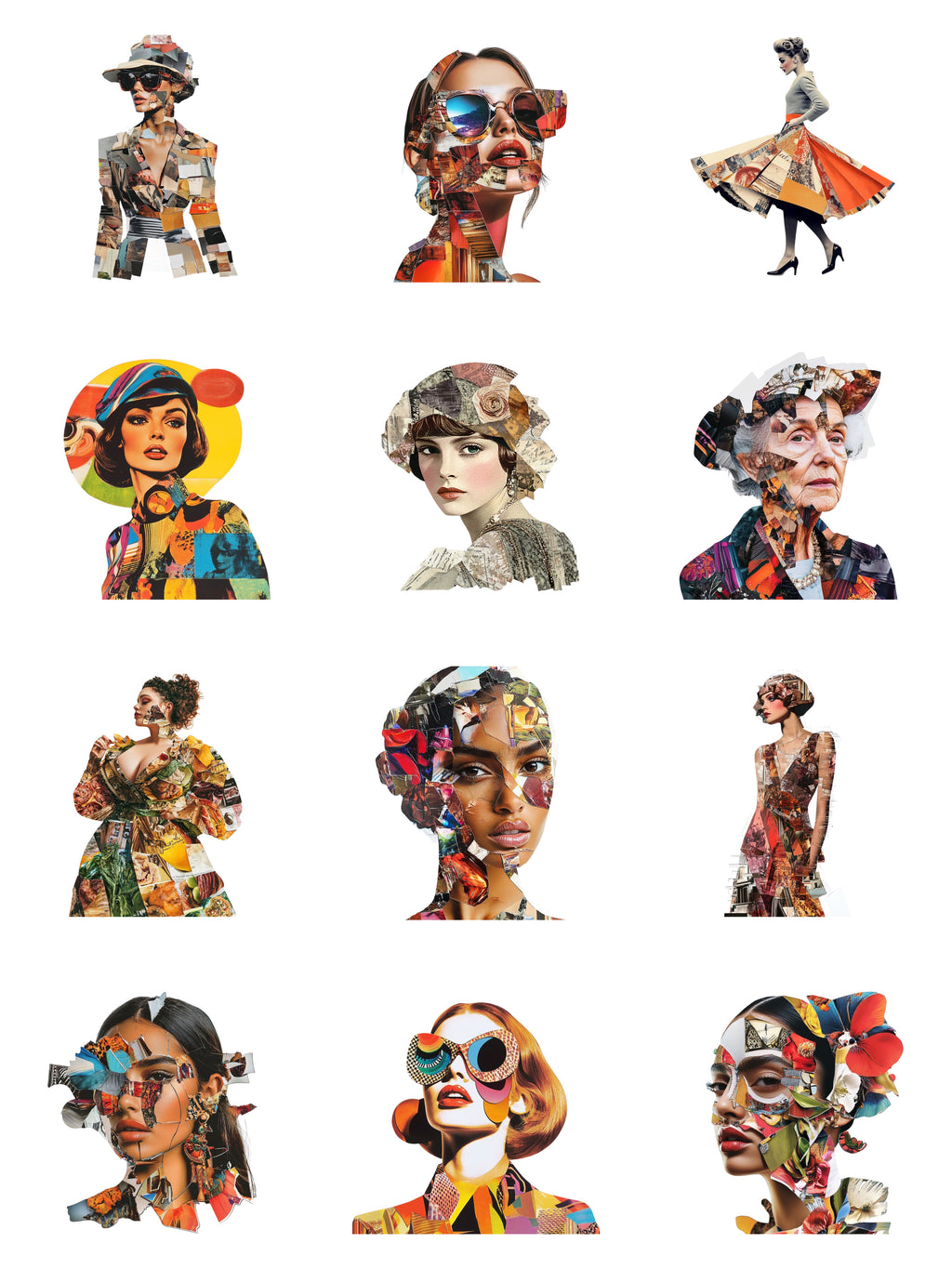 Fashionably Fragmented Digi-Bites — contact sheet of every piece in the set on white