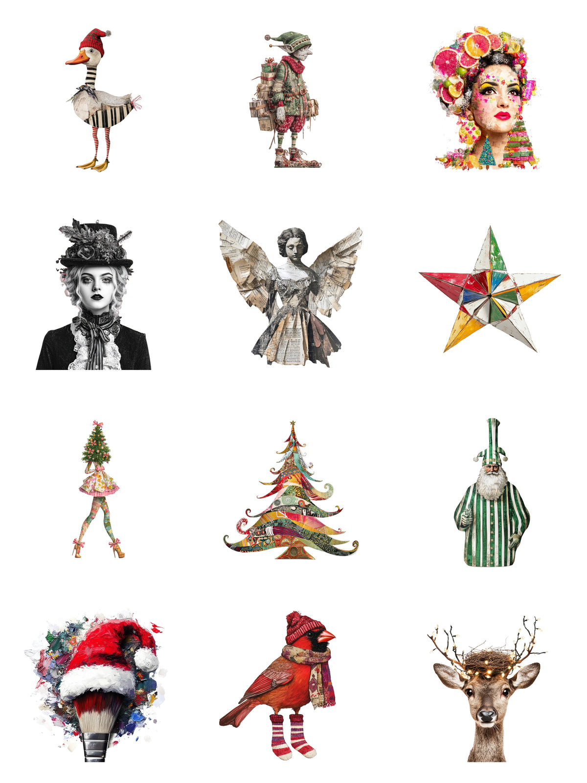 Ho Ho What?! Paper Bites — contact sheet of every piece in the set on white