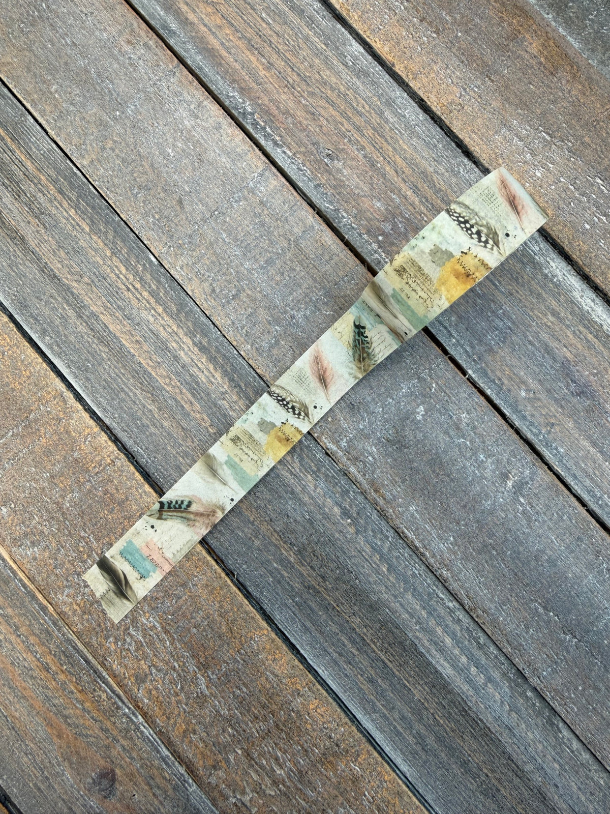 Feather Your Nest washi tape: roll with soft feathers and butter yellow, blush and sage patches