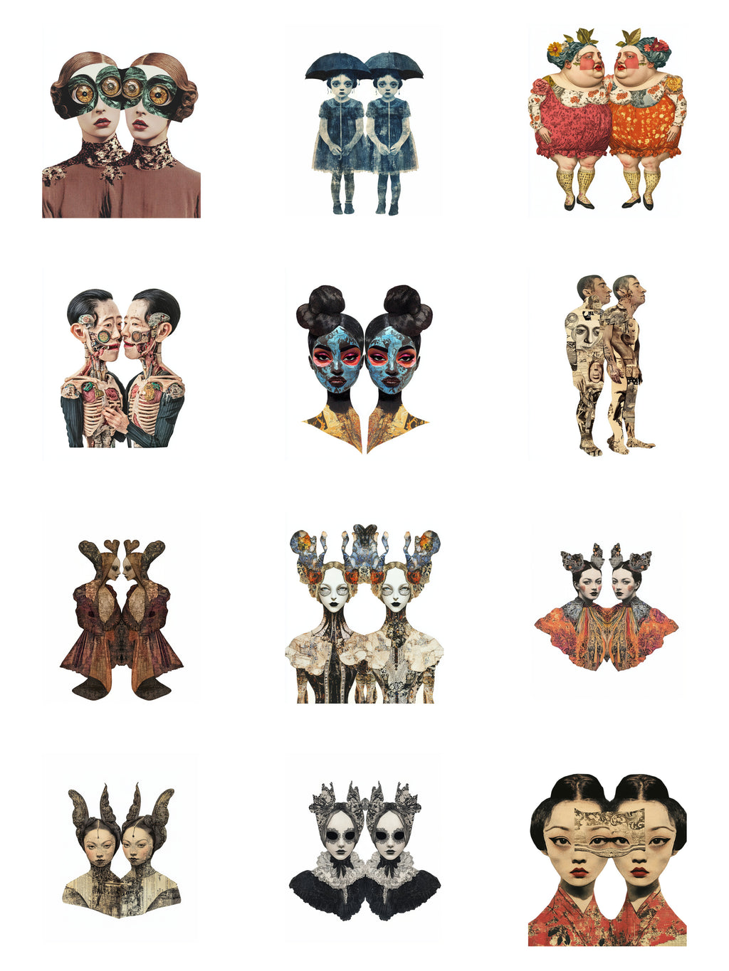 Mystical Twins Digi-Bites — contact sheet of every piece in the set on white