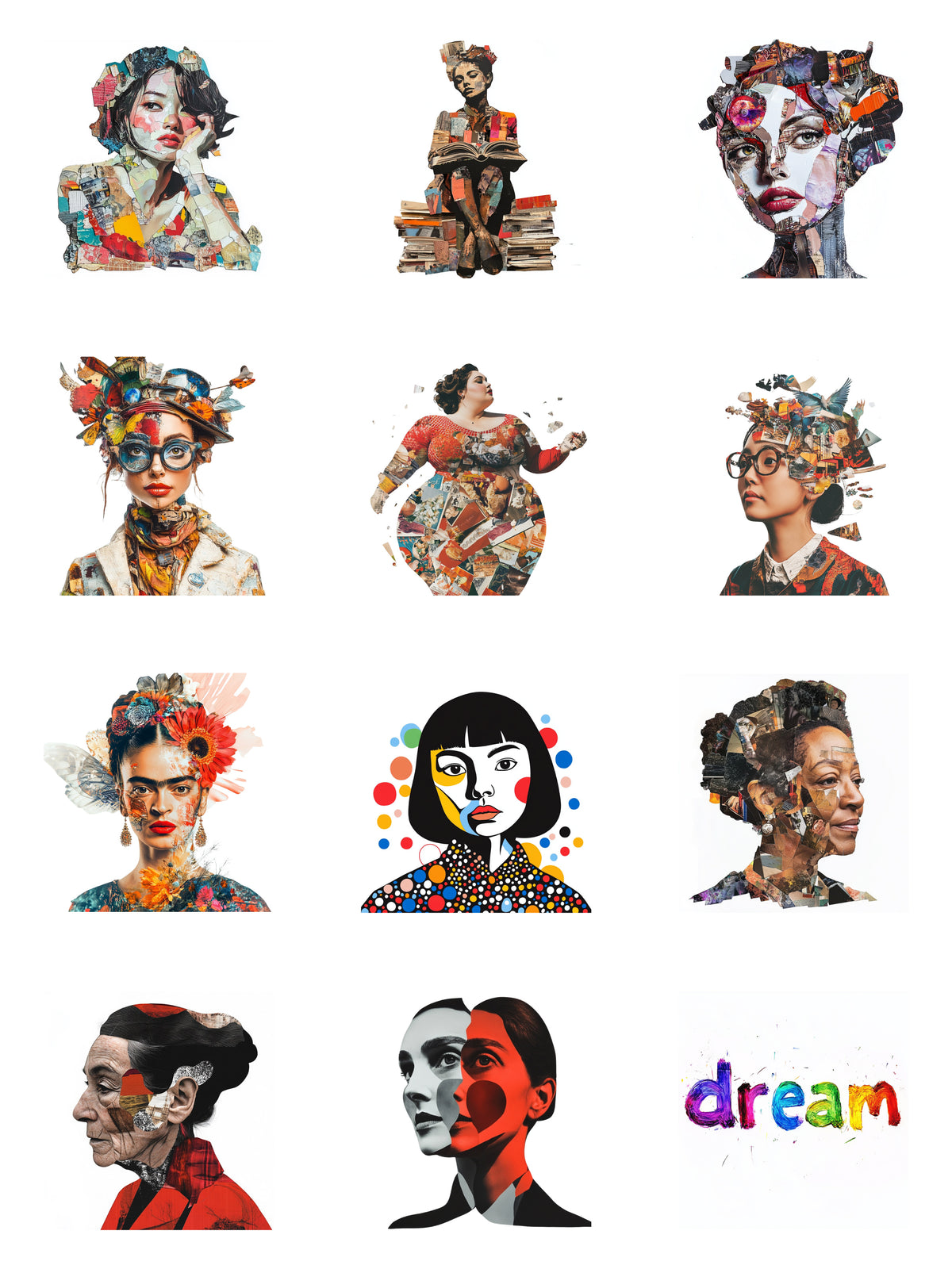 Creative Heroine Paper Bites — contact sheet of every piece in the set on white