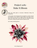 Collage Soup Project 1082: Make It Bloom — a black-and-white flower surrounded by hand-cut crimson and pink watercolor petals